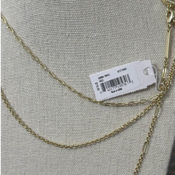 NWT! Kendra Scott Gemma Gold Triple Strand Necklace in Teal Labradorite - Picture 6 of 6